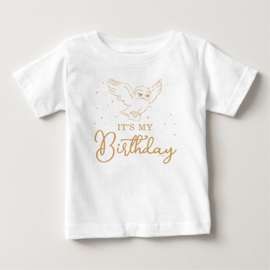 Harry Potter Hedwig Gold Magical Birthday ベビーTシャツ (正面)