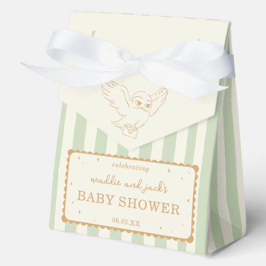 Harry Potter Hedwig Green Stripe Baby Shower フェイバーボックス (正面)