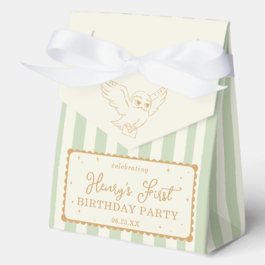 Harry Potter Hedwig Green Stripe Baby Shower フェイバーボックス (正面)