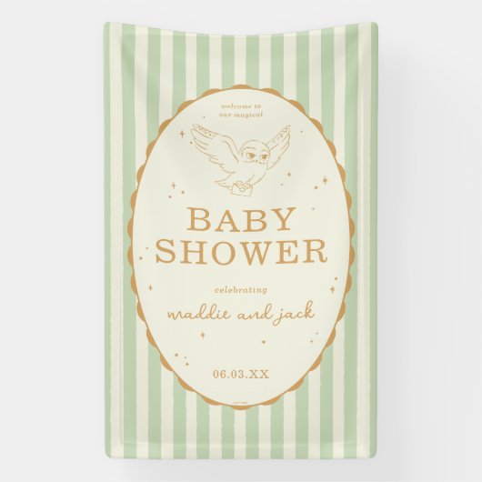 Harry Potter Hedwig Green Stripe Baby Shower 横断幕 (縦)