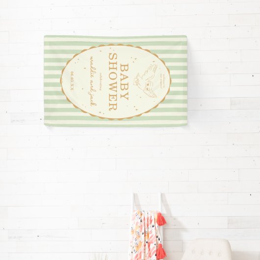 Harry Potter Hedwig Green Stripe Baby Shower 横断幕 (インサイチュ)