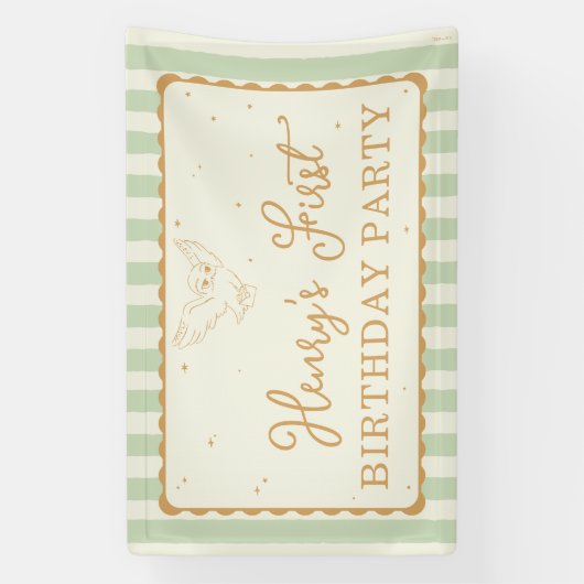 Harry Potter Hedwig Green Stripe Birthday 横断幕 (縦)