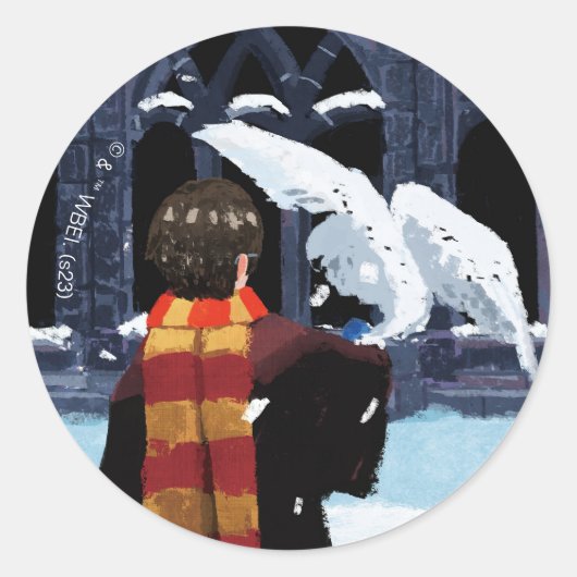 HARRY POTTER™ & Hedwig in the Snow ラウンドシール (正面)