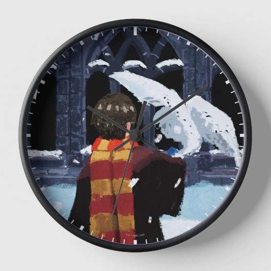 HARRY POTTER™ & Hedwig in the Snow 壁時計 (正面)
