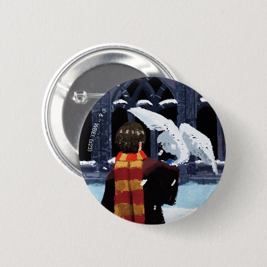 HARRY POTTER™ & Hedwig in the Snow 缶バッジ (正面&裏面)