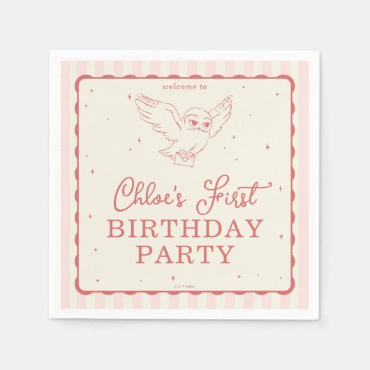 Harry Potter Hedwig Pink Magical Birthday スタンダードカクテルナプキン (正面)