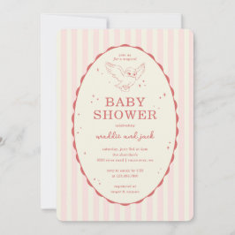 Harry Potter Hedwig Pink Stripe Baby Shower 招待状
