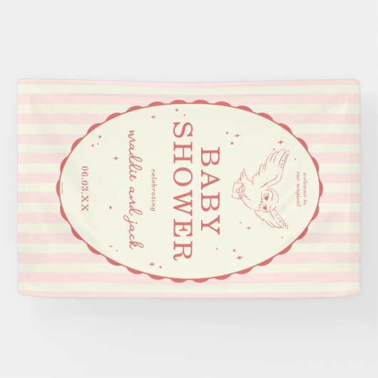 Harry Potter Hedwig Pink Stripe Baby Shower 横断幕 (横)