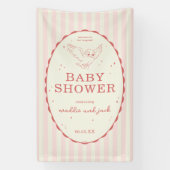 Harry Potter Hedwig Pink Stripe Baby Shower 横断幕 (縦)
