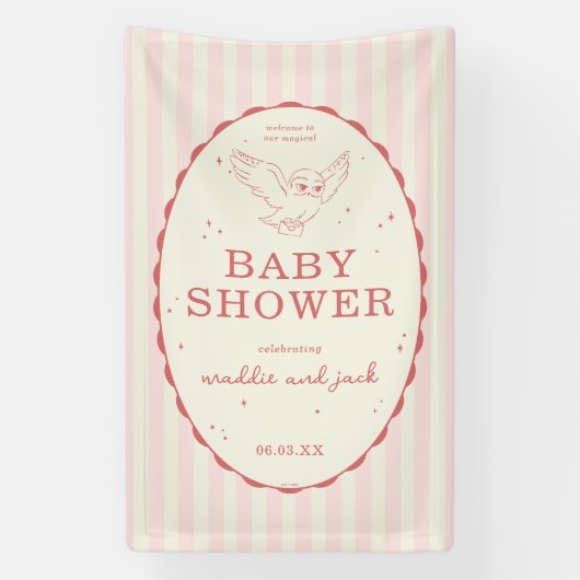 Harry Potter Hedwig Pink Stripe Baby Shower 横断幕 (縦)