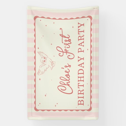 Harry Potter Hedwig Pink Stripe Birthday 横断幕 (縦)