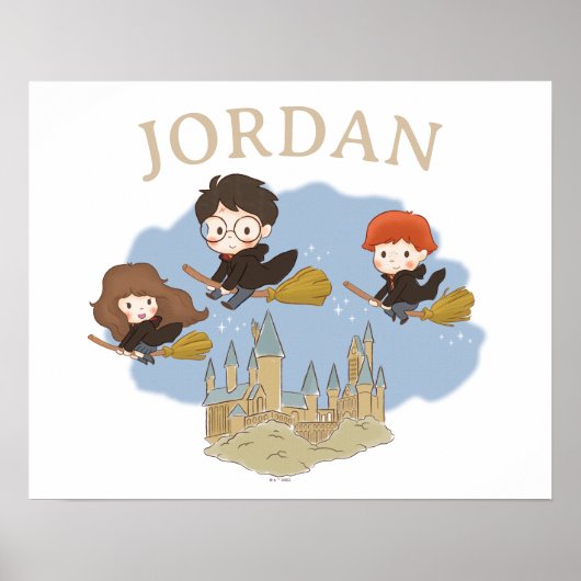 HARRY POTTER™, Hermione, & Ron Fly Over HOGWARTS™ ポスター (正面)