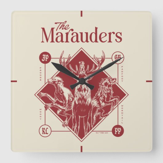 HARRY POTTER™ The Marauders Animagus Graphic スクエア壁時計 (正面)