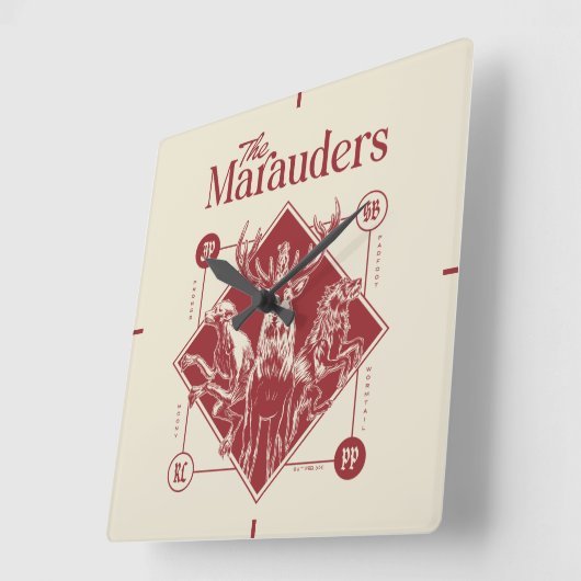 HARRY POTTER™ The Marauders Animagus Graphic スクエア壁時計 (傾斜)