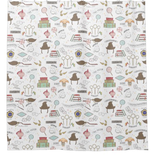 HARRY POTTER™ Tiny Magic Pattern シャワーカーテン (正面)