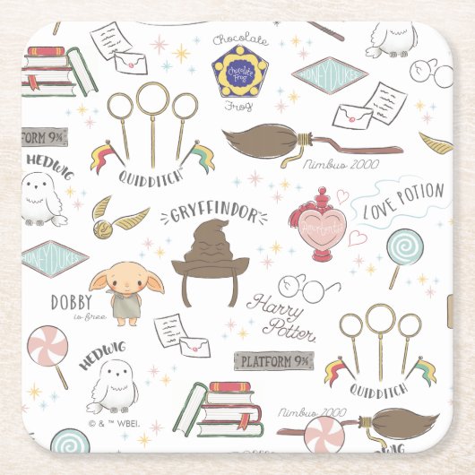 HARRY POTTER™ Tiny Magic Pattern スクエアペーパーコースター (正面)