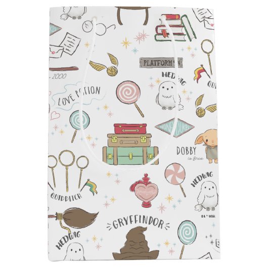 HARRY POTTER™ Tiny Magic Pattern ミディアムペーパーバッグ (正面)