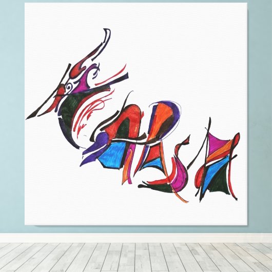 Harsh custom calligraphy art work キャンバスプリント (インサイチュ (ウッドフロア))