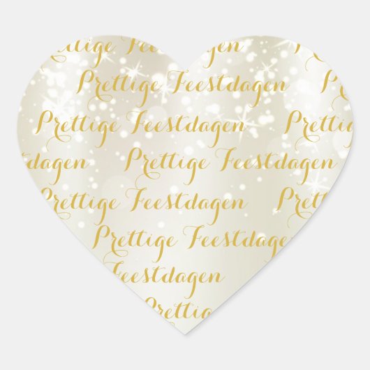 Hart Kerst tekst stickers "Prettige Feestdagen" ハートシール (正面)