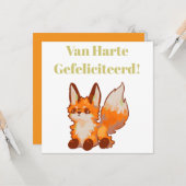 Hartelijk gefeliciteerd! Fox, vosje カード (正面/裏面インサイチュ)