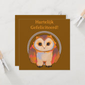 Hartelijk gefeliciteerd, sweet owl カード (正面/裏面インサイチュ)