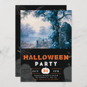 Harting墓地ブルーフラワーハロウィーン 招待状 (正面/裏面)