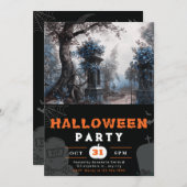 Harting墓地ブルーフラワーハロウィーン 招待状 (正面/裏面)