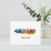 Harvard skyline in watercolor ポストカード (スタンド正面)