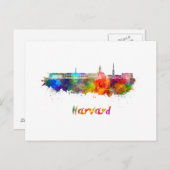 Harvard skyline in watercolor ポストカード (正面/裏面)