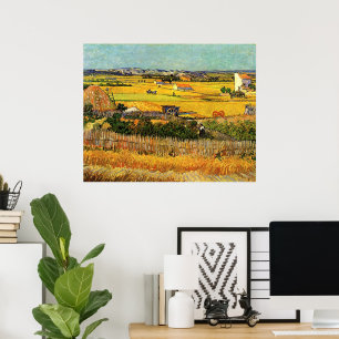 Harvest at La Crau, Monmajour by Vincent vanゴッホ ポスター