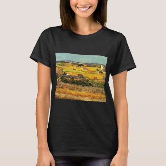 Harvest at La Crau, Monmajour by Vincent vanゴッホ Tシャツ (正面)
