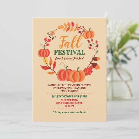 Harvest Autumn Celebration Pumpkin Fall Event Foli 招待状 (スタンド正面)