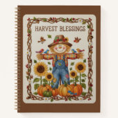 Harvest Blessings Embroidered Scarecrow Journal ノートブック (正面)
