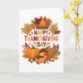 Harvest Blessings — Happy Thanksgiving Day Card カード (黄色い花)