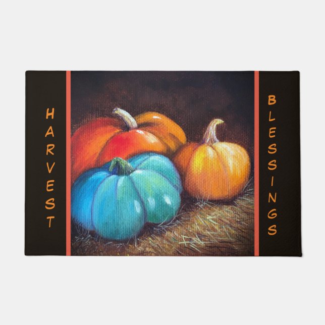 Harvest Blessings Thanksgiving Door Mat ドアマット (正面)