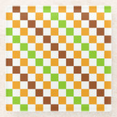 Harvest diagonal checkerboard pattern ガラスコースター (正面)