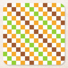 Harvest diagonal checkerboard pattern スクエアペーパーコースター