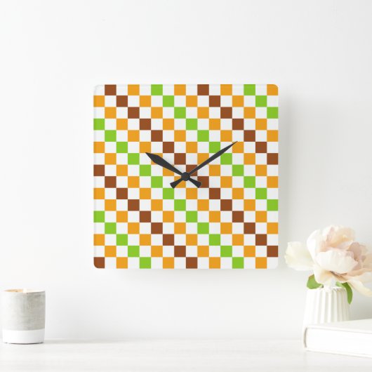 Harvest diagonal checkerboard pattern スクエア壁時計 (ホーム)