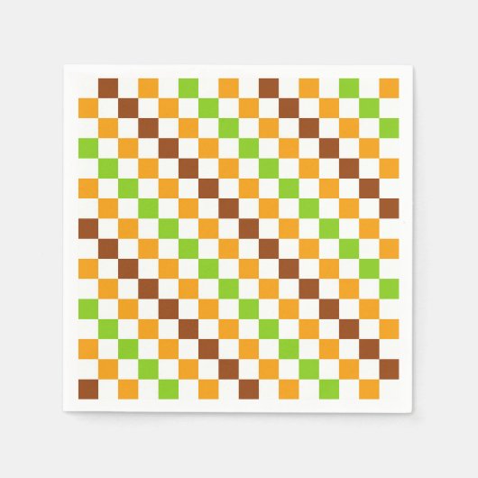 Harvest diagonal checkerboard pattern スタンダードカクテルナプキン (正面)