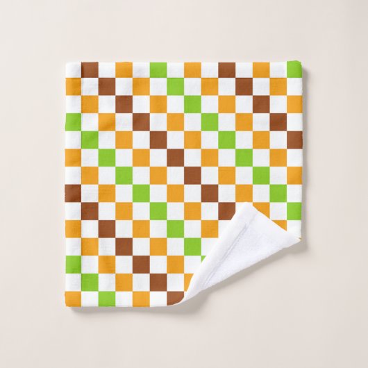 Harvest diagonal checkerboard pattern バスタオルセット (ウォッシュタオル)