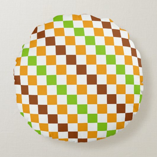 Harvest diagonal checkerboard pattern ラウンドクッション (正面)