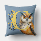 Harvest Family Roots Reversible Owl & Monogram クッション (裏面)