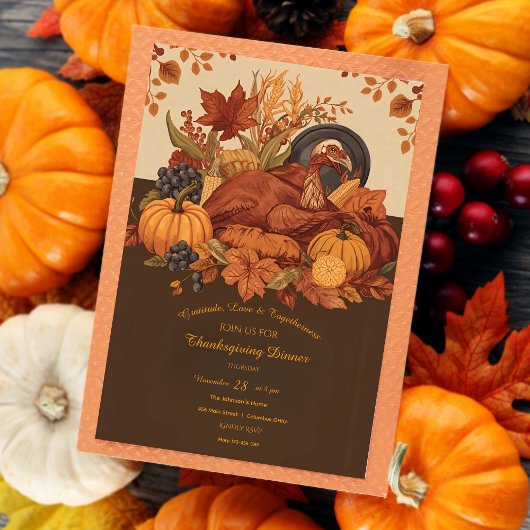 Harvest Feast Traditional Thanksgiving Dinner  招待状