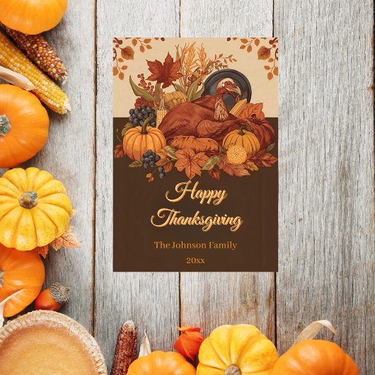 Harvest Feast Traditional Thanksgiving Greeting シーズンカード