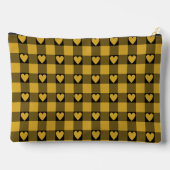 Harvest Gold Black Buffalo Heart Plaid アクセサリーポーチ (裏面)