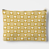 Harvest Gold Gingham Heart Patch Plaid アクセサリーポーチ (裏面)