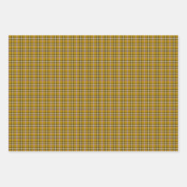 Harvest Gold Plaid Windowpane Pattern Retro ラッピングペーパーシート