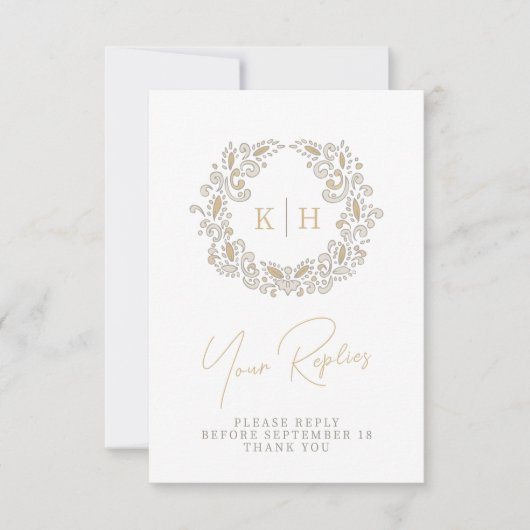 Harvest monogrammed fall wedding RSVP (正面)