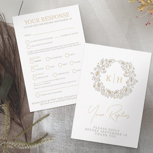Harvest monogrammed fall wedding RSVP