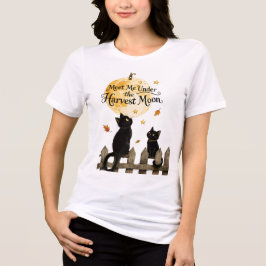 Harvest Moon Black Cats Autumn Moonlit Fence Art トライブレンドTシャツ